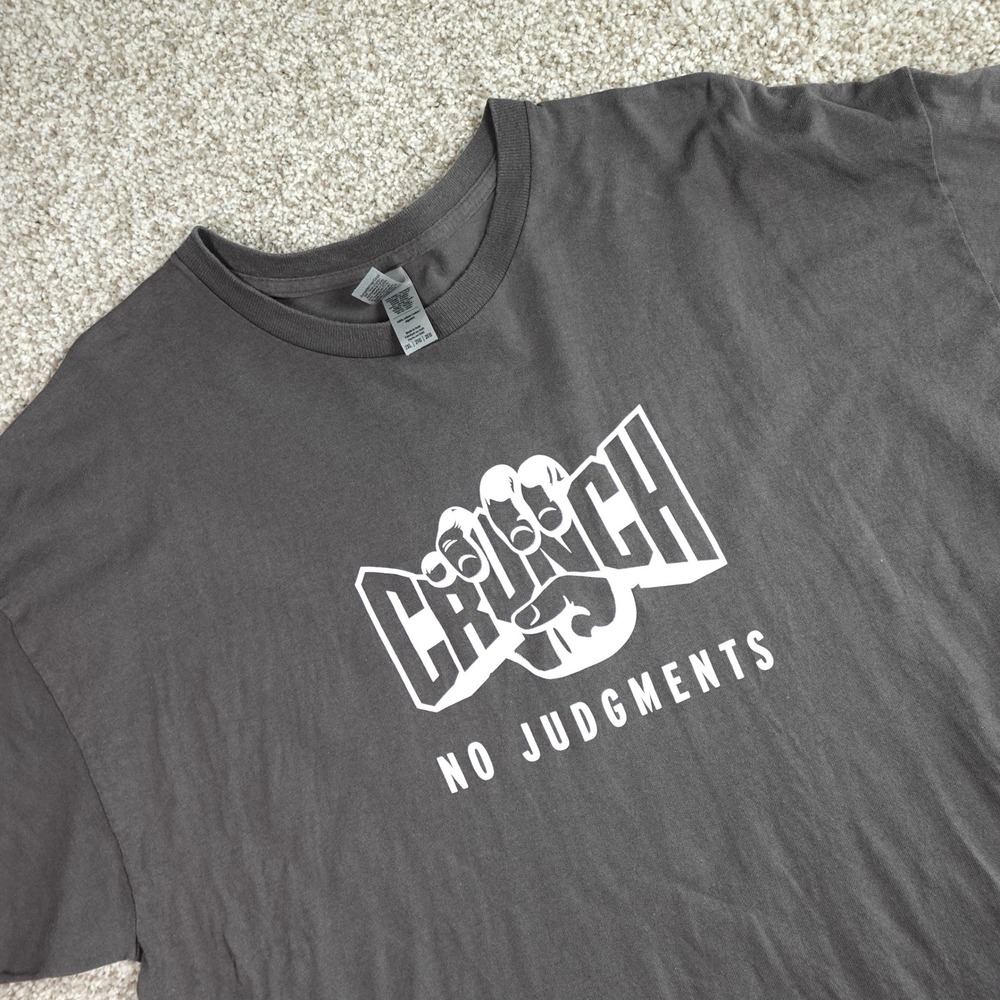 Gildan Crunch Fitness No Judgments Graphic T-Shirt Gray Mens 2XL XXL Gym Tee‎